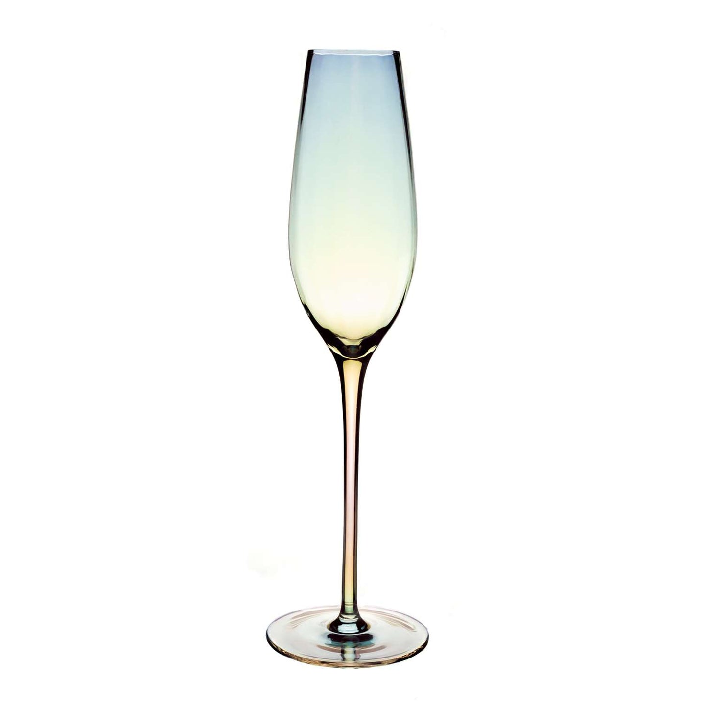 Intirilife Champagner Glas mit Regenbogen Schimmer und Wellenform - 200 ml Füllmenge - Sekt Prosecco Glas Spülmaschinenfest Kristallglas stoßfest