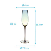 Lade das Bild in den Galerie-Viewer, Intirilife Champagner Glas mit Regenbogen Schimmer und Wellenform - 200 ml Füllmenge - Sekt Prosecco Glas Spülmaschinenfest Kristallglas stoßfest
