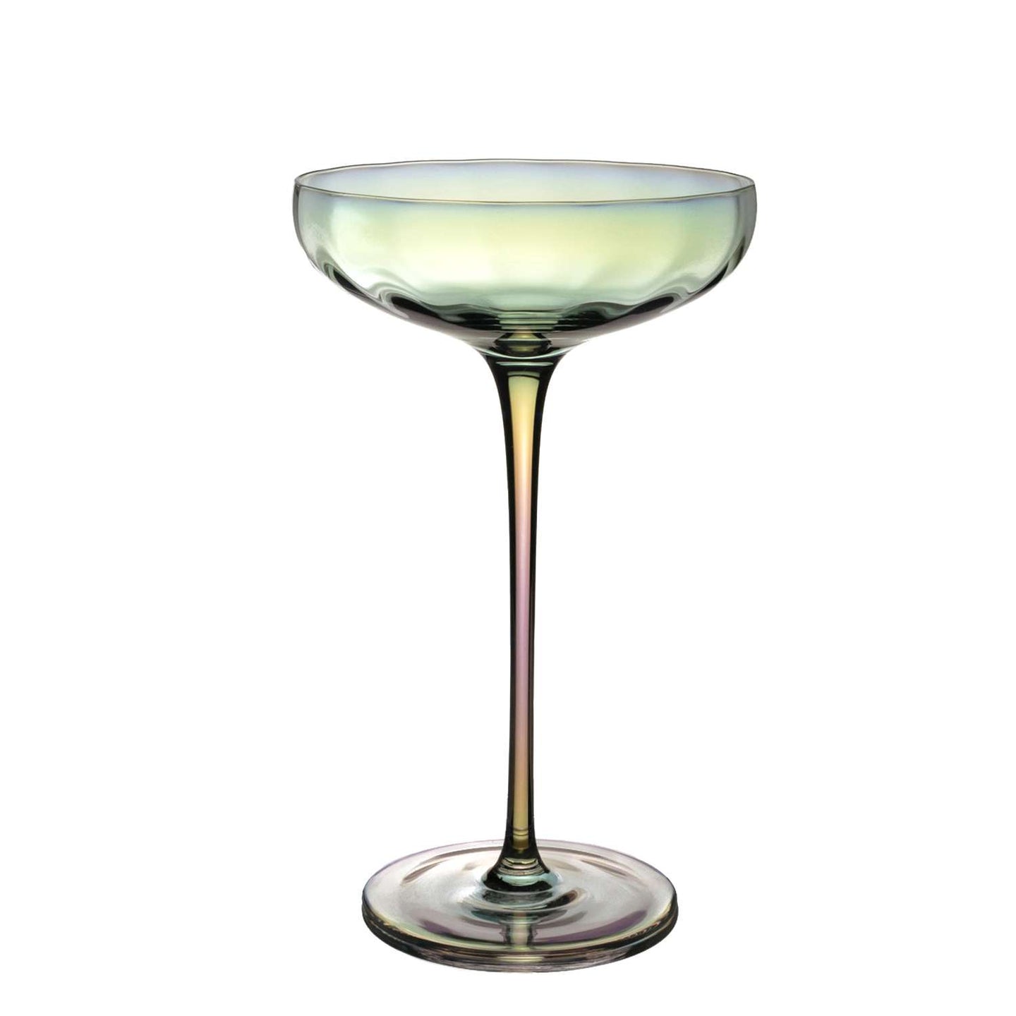 Intirilife Martini Glas mit Regenbogen Schimmer und Wellenform - 140 ml Füllmenge - Cocktail Glas Schale Spülmaschinenfest Kristallglas stoßfest